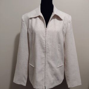 Sag Harbor, Jacket, Cream w/Brown Specks, Linen Fabric, Size-16